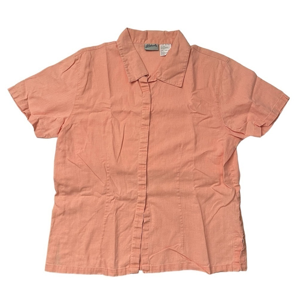Penmans Vintage Peach Short Sleeves Linen Blend Button Up Shirt US L